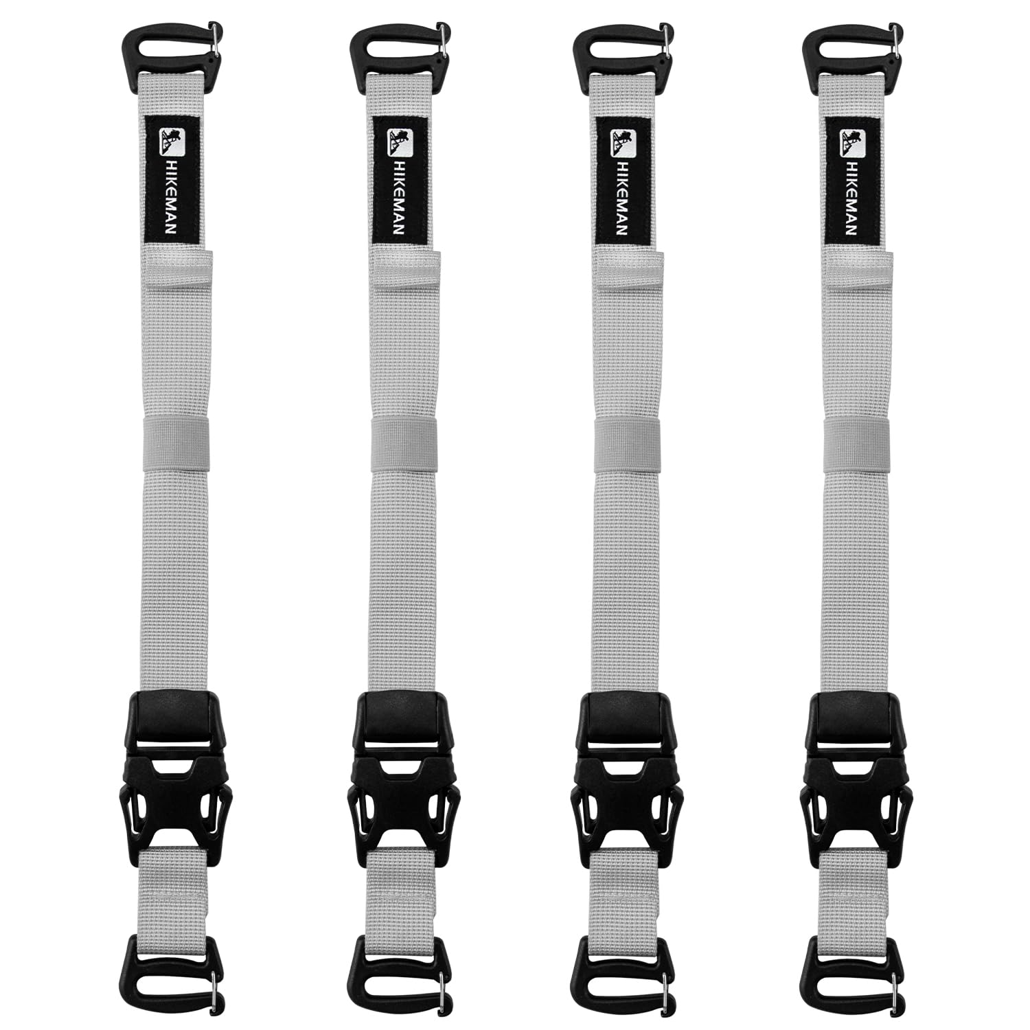 HIKEMAN Système tactique Rush Tier – Sangles de sac à dos Molle réglables, sangles de fixation avec clips à boucle, sangles de compression extérieures, sangle de bagage accessoire d'extension, argenté