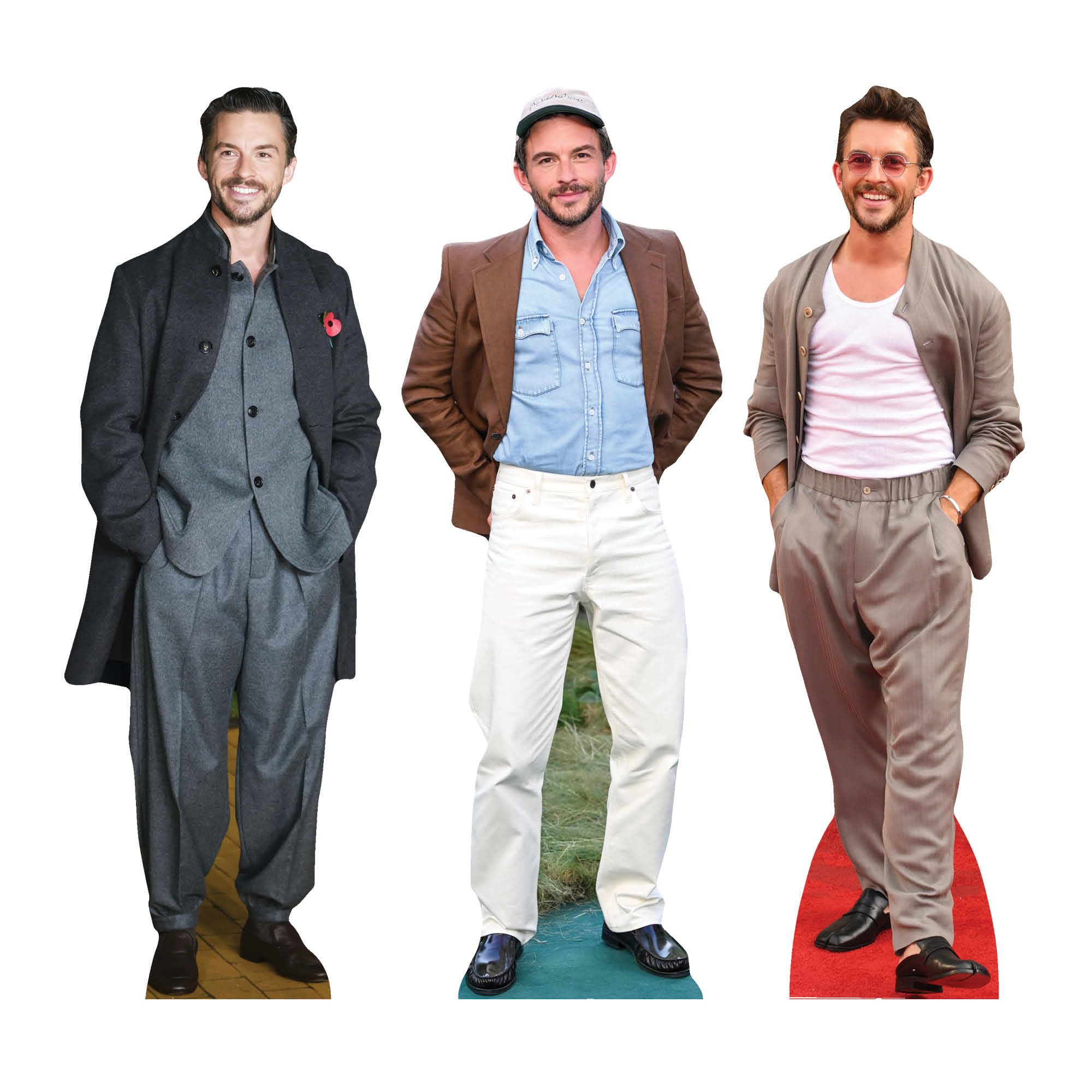 Star Cutouts CS1396 Jonathan Bailey Trio Shelf Top Pack Cardboard Cutouts – TV & Film Star Display for Fans & Collectors