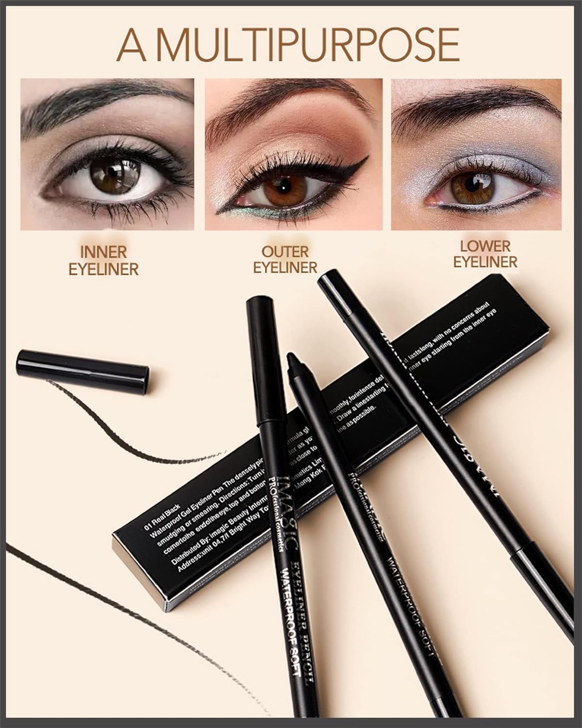 NYLI Professional Eye Makeup Gel Eyeliner Pen: Waterproof, Smudge-Proof, Long - Lasting & Quick-Dry Formula 1Pcs (Black) 4