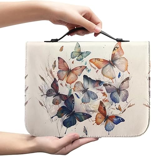 Miniatura 2 de Funda de la Biblia de mariposa para mujeres y niñas, tamaño XL, bolsa de transporte portátil con asa superior con cremallera, bolsa de Biblia con