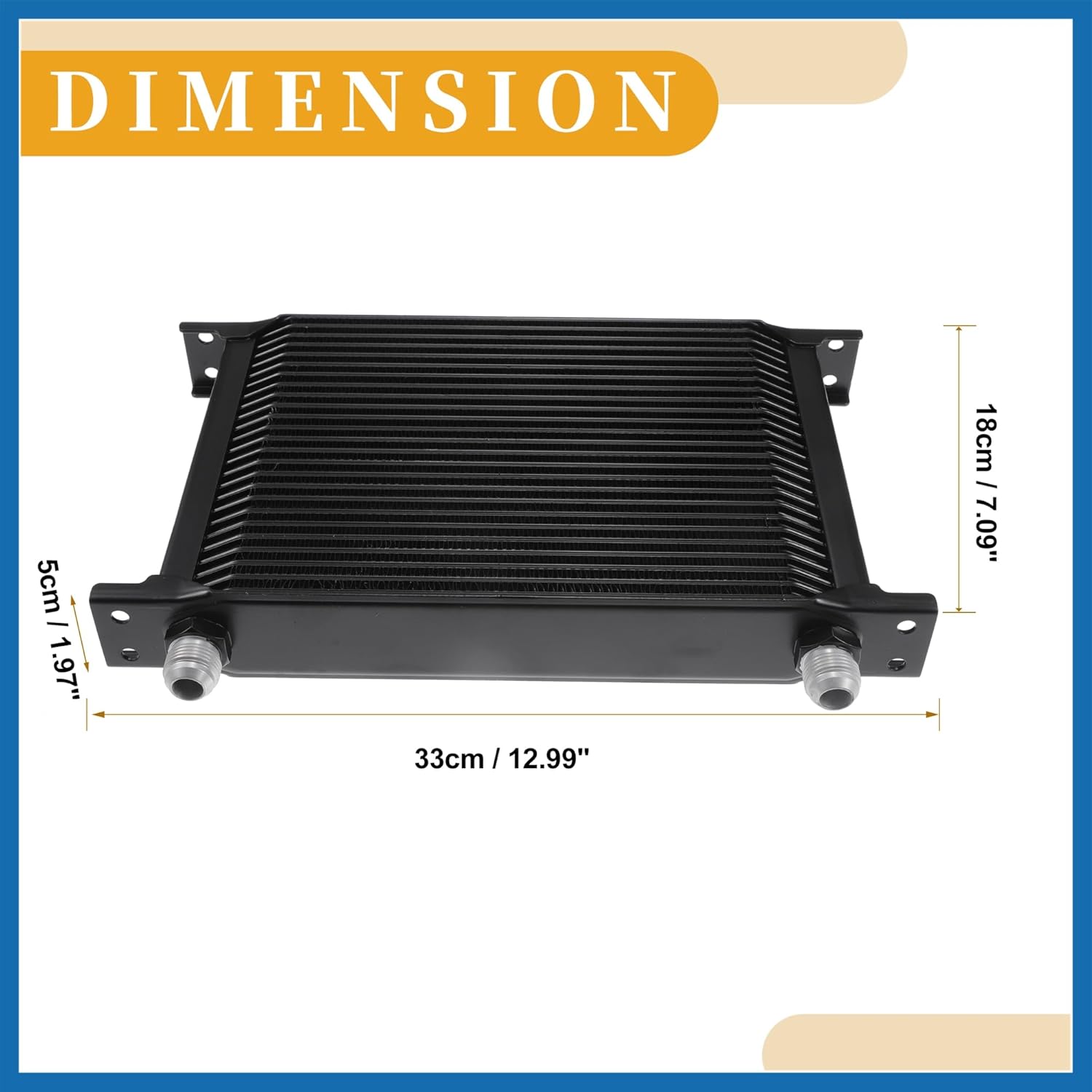Compatible with 1 Set 25 Row Universal Transmission Oil Cooler - Trailers Truck RV Trans Engine Radiator with 6AN 8AN Adapter Aluminum Alloy Black Item Replacement