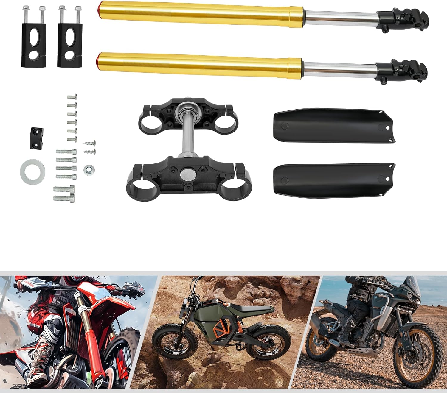 29" Pair Front Forks Set 45/48mm Triple Tree Clamps for 110cc 125cc Dirt Pit Bike Front Forks Shock Suspension Shocks Absorber