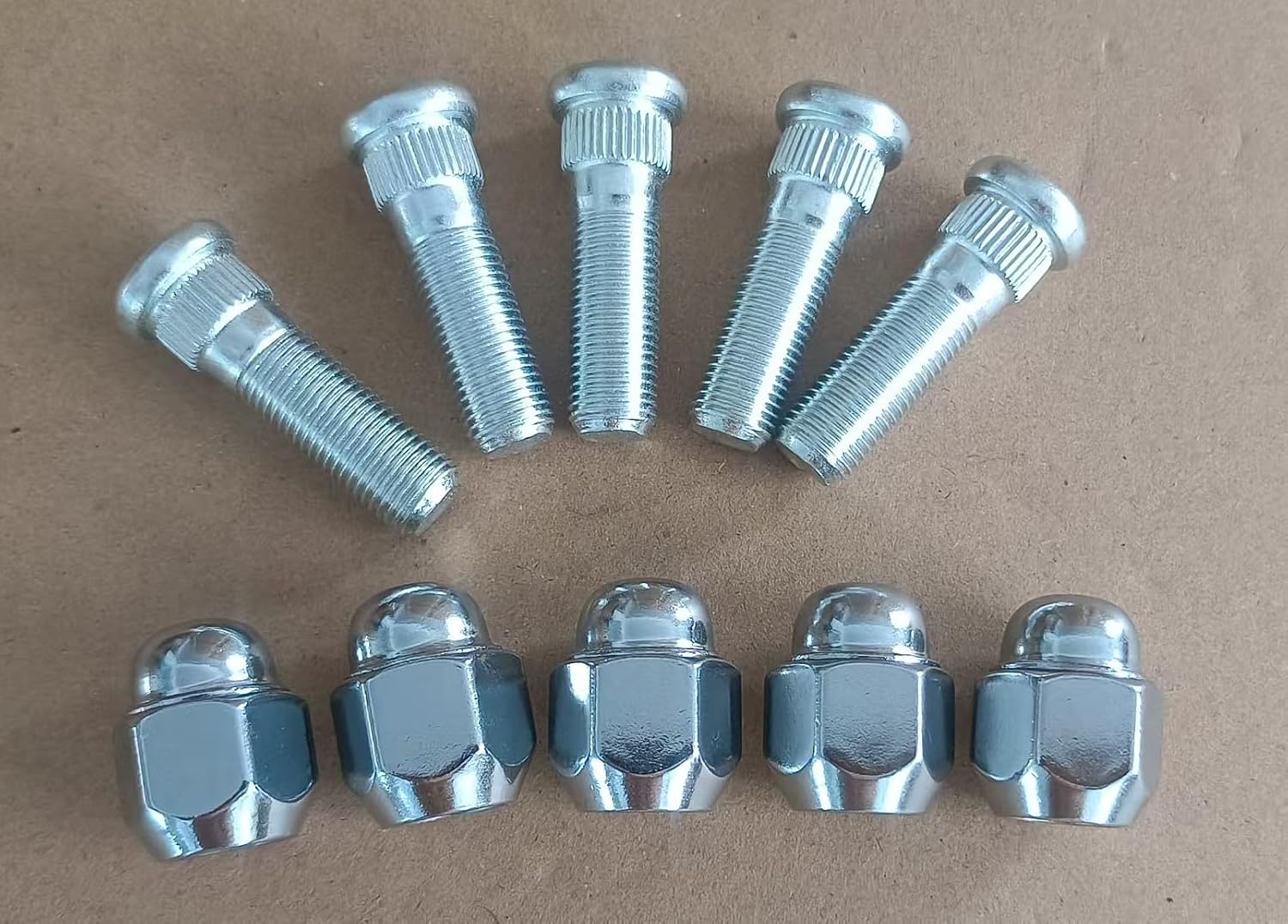 5 PCS Serrated Wheel Stud Bolts 610-378 M12-1.25 * 42mm, 14.35mm Knurl Bolt & Lug Nuts 611-114 Replacement for Infiniti Nissan Suzuki and More