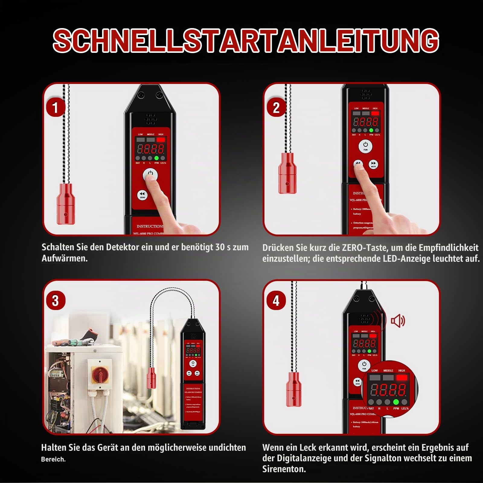 Aprvtio Kältemittel Lecksuchgerät, Refrigerant Gas Leck Detektor, HVAC-Lecksucher, Freon-Sniffer, tragbarer Gastester mit LED-Bildschirmalarm Freon-Lecksucher Hochsensibilität R134a R22a R32 R454B (1)