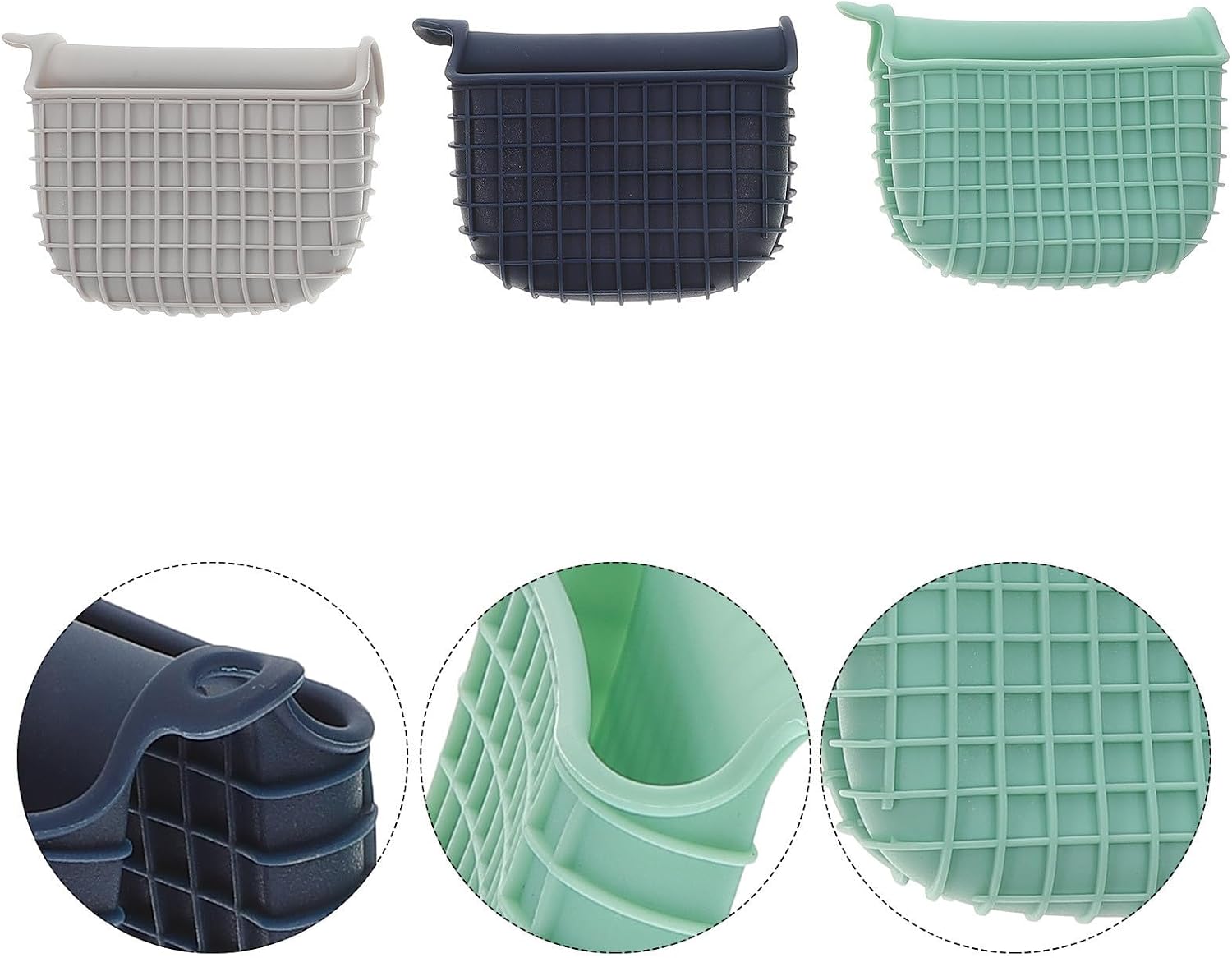 Silicone Heat Resistant Oven Mitts Pot Holders Easy to Clean Thick Heat Insulation Gloves 3pcs with Non-Slip Grip Random Color for Cooking and House Baking for Oven and Pot Safety