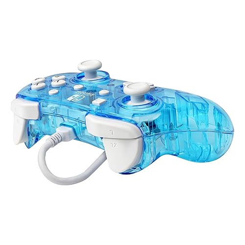Vista 5 de Rock Candy Wired Gaming Switch Pro Controller - Blu-merang Blue Clear - Licensed by Nintendo - OLED Compatible - Compact, Hard Transparent Plastic