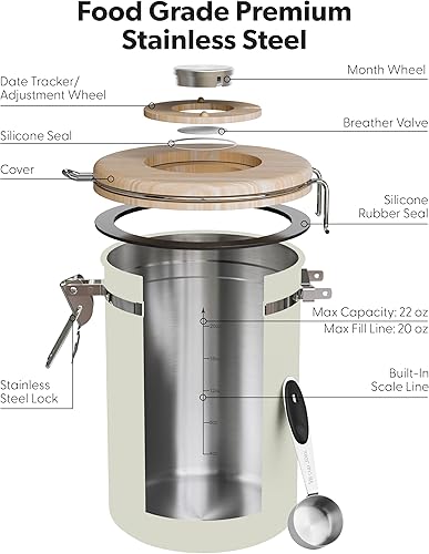 Miniatura 5 de Veken Recipiente de café y azúcar con ventana, juego de regalo para amantes del café, recipiente hermético de acero inoxidable para almacenamiento