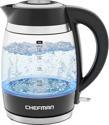 Chefman Electric Kettle, 1.8L 1500W, Hot Water Boiler, Removable Lid