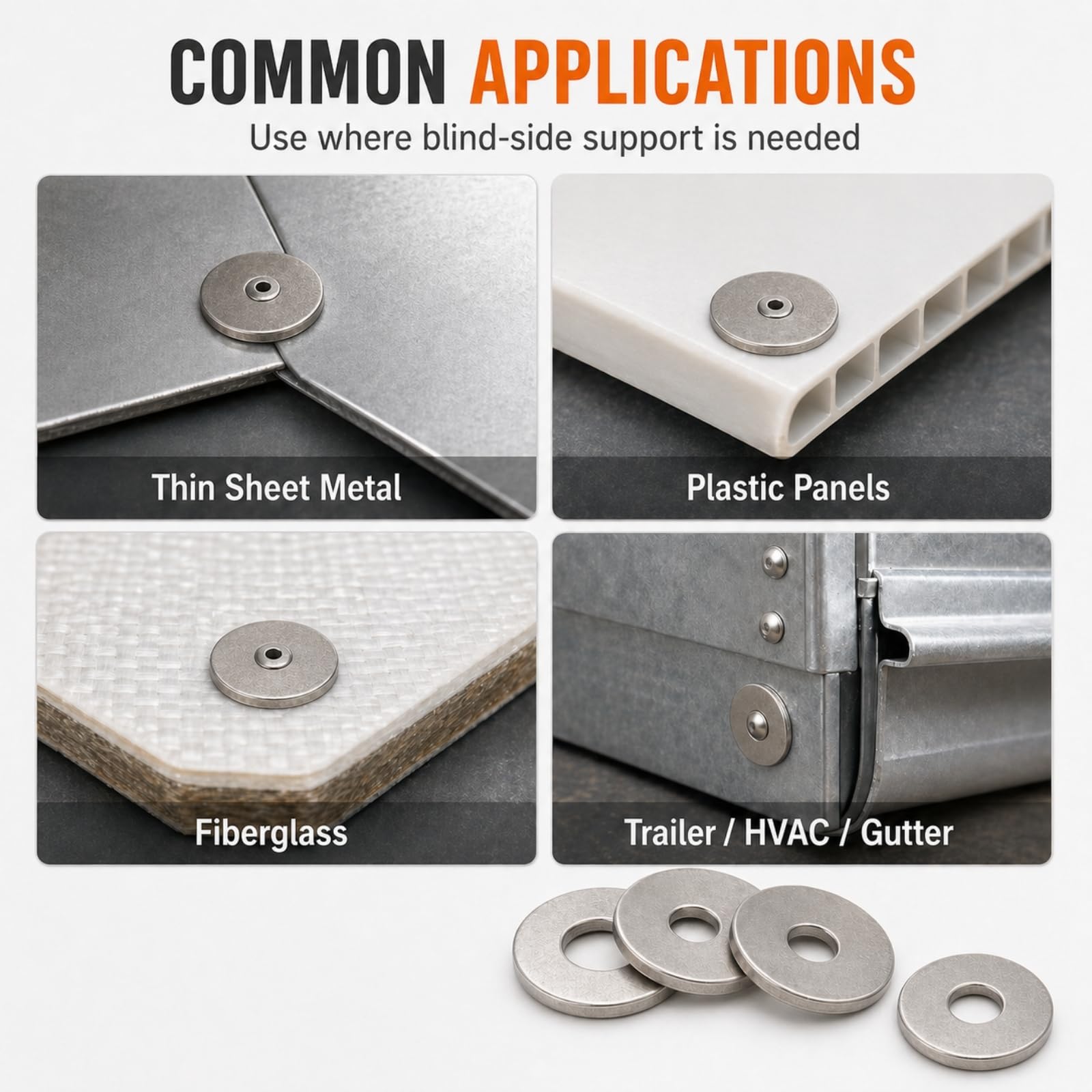 Stainless Steel Rivet Washers - 250 Pack -5