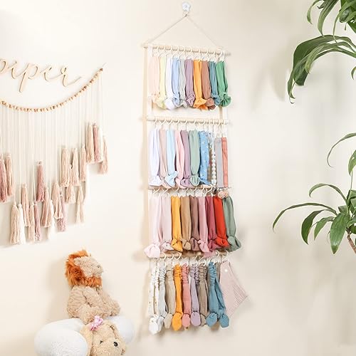 Miniatura 5 de POVETIRE Soporte para diadema para niñas, diademas de bebé, accesorios para el cabello, organizador de almacenamiento para colgar en la pared para