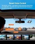 4K Dash Cam Avant et Arrière, Commande vocale, Gratuit 64GB Carte, Wi-Fi 6 Caméra double Dash pour voitures, intégrée GPS, Écran IPS, 2K HDR, NightEagle Moteur, 25H Mode Park, Smart Dashcam