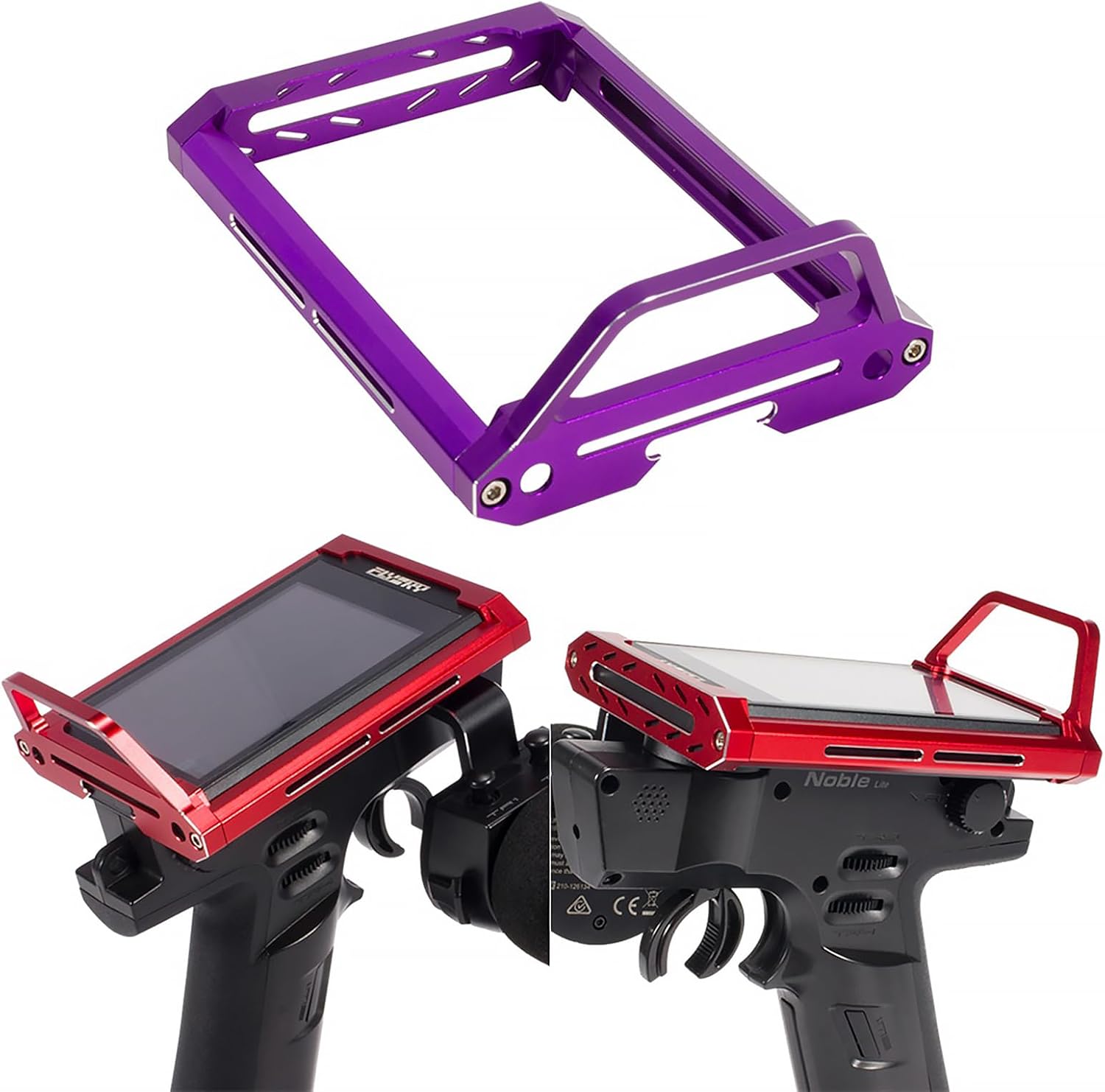 RC Car Remote Radio Controller Metal Bracket Holder Transmitter Protector Frame for Flysky Noble NB4 Accessories Shell Aluminum Support Replacement Upgrade Parts (Purple)…