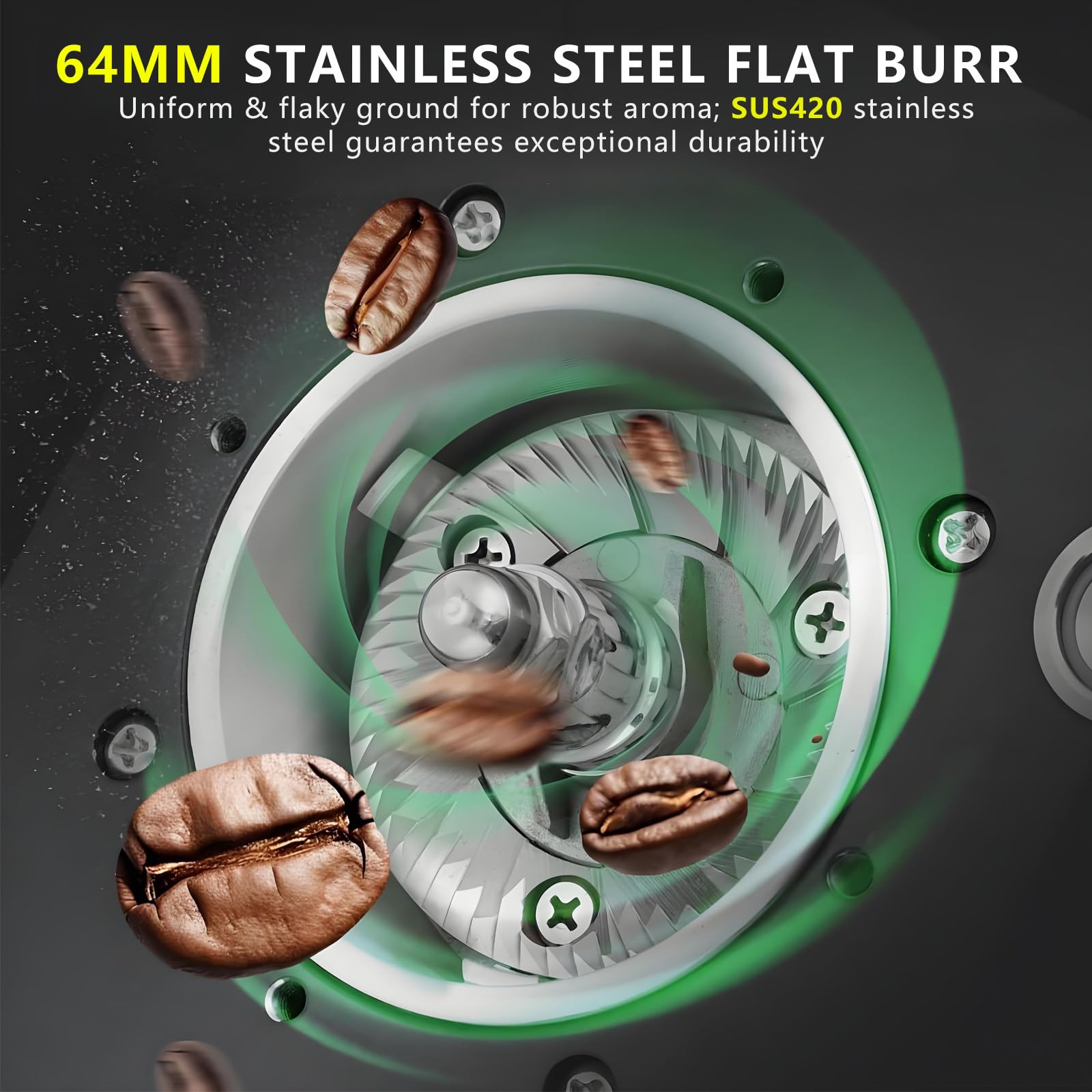 Molino De Café De Muelas Planas De 64 Mm, Dos Modos De DosificacióN, Capacidad De 453 G, Pantalla Digital Black