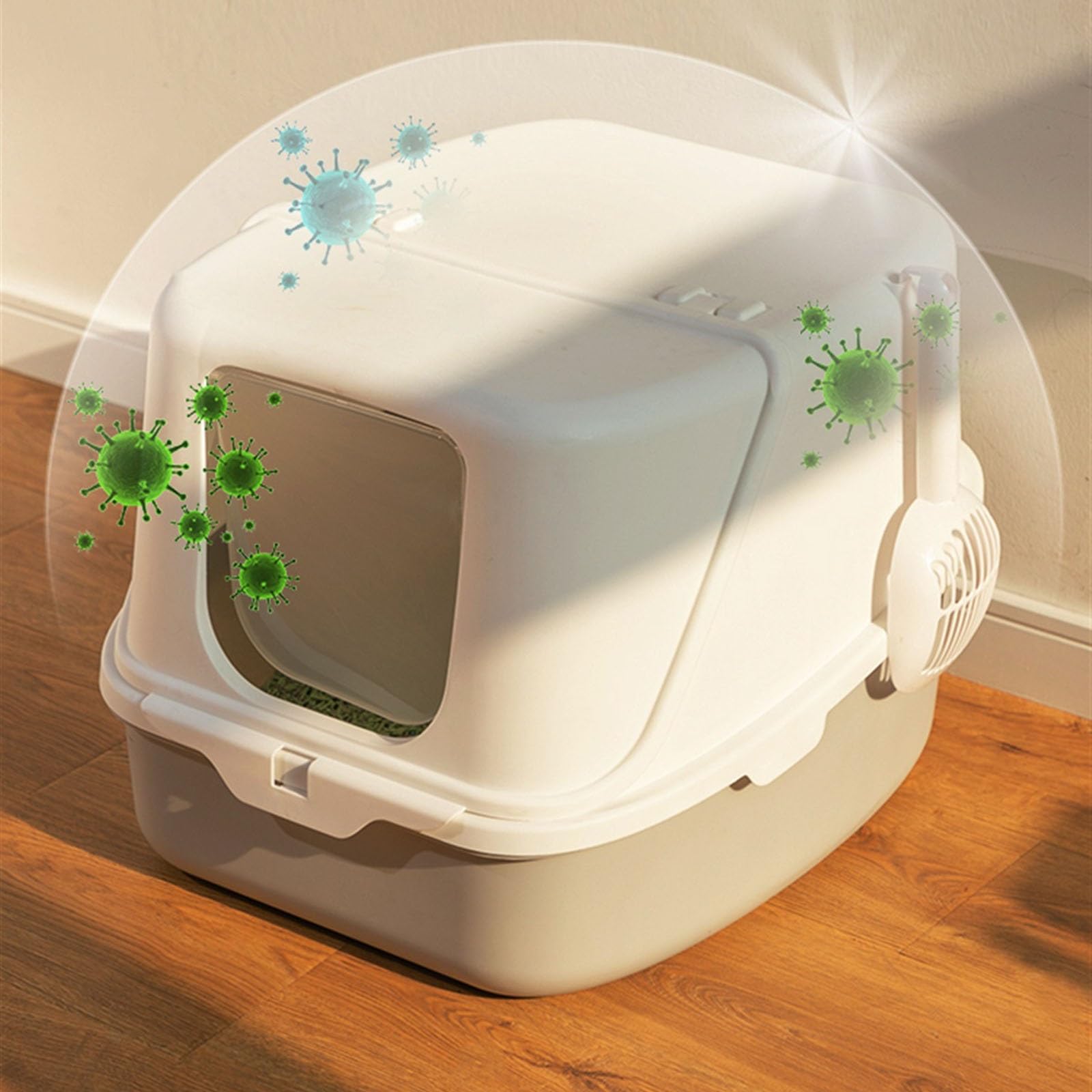 Exclusivo para Gatos y Perros Bandeja de Arena for Gatos con Capucha, Caja plástico Cerrada for, for Solapa en la Puerta Delantera, Bandeja for fácil Limpieza para Interiores(Grey)