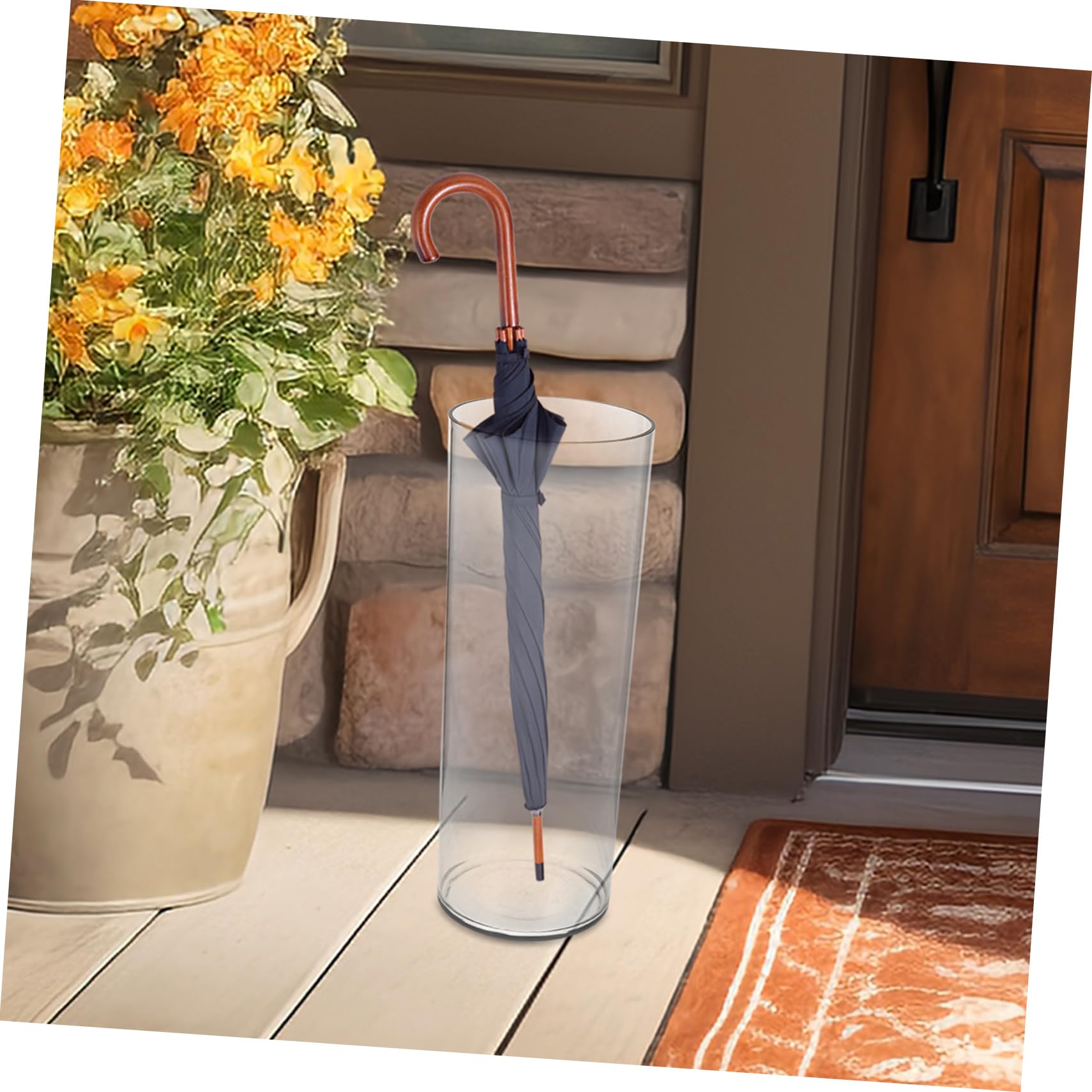 Porta Ombrelli Rotondo Trasparente in Pet, Contenitore per Ombrelli Moderno e Decorativo, Stabile, per Casa e Ingresso,