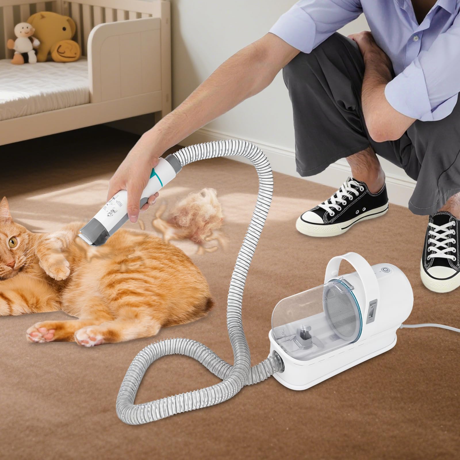 Cortapelos para perros 7 en 1, con aspiradora, para pelo de animales, gato, cortapelos para perros, 13000 Pa con depósito de polvo de 1,5 L, 6 peines para perros
