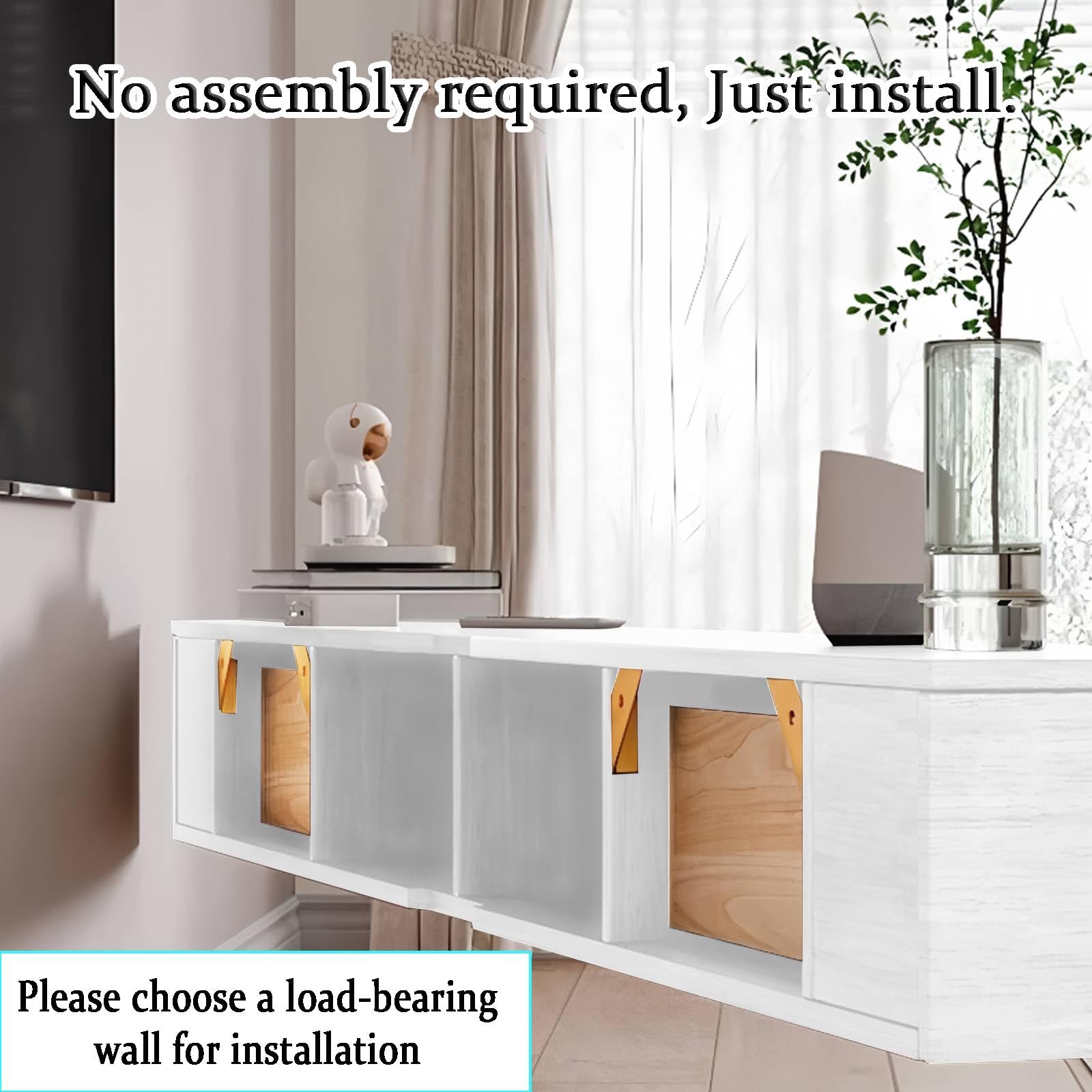 Nowoczesny pływający stojak na telewizor z wieloma kartonami Sto Minimalistyczny design Futro TV w kolorze białym 240 x 30 x 20 cm - Slish Home Entertainment Unit