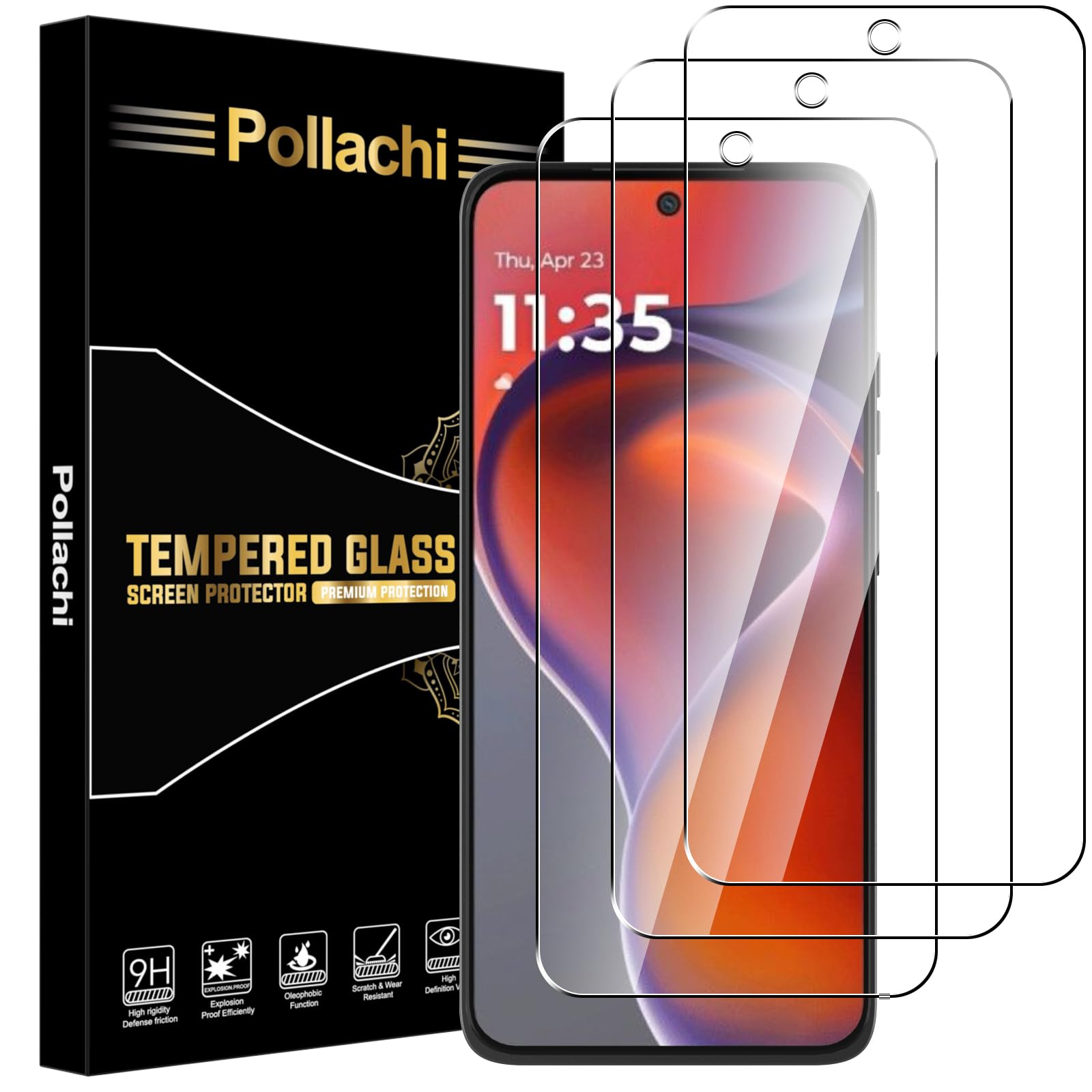 Pollachi [3 Pezzi Vetro Temperato per Motorola Moto G15/Motorola Moto G15 Power,Durezza 9H Anti Graffio,Anti-Impronte Senza Bolle,Pellicola Protettiva per Moto G15/G15 Power