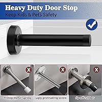 Vista 4 de Tope de puerta, tope de puerta negro de 4 pulgadas montado en la pared con puntas de parachoques de goma, protector de pared de acero inoxidable