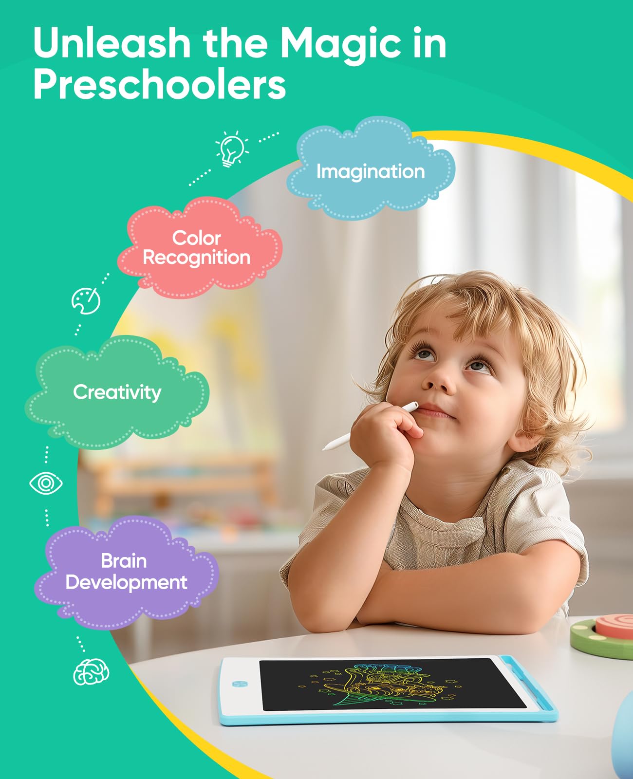LCD-Schreibtafeln, 21,6 cm (8,5 Zoll), 4 Stück, für Kleinkinder, kreatives Zeichentablett, Spielzeug für Mädchen von 3 bis 6 Jahren