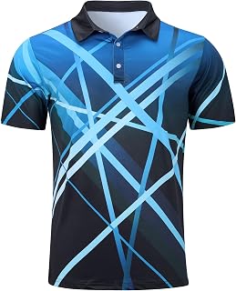 uideazone Mens Golf Shirt Dry Fit Athletic Print Polo Short Sleeve | Performance Fabric With Moisture-Wicking Quick Dry Comfort, 4-Way Stretch For Golf, Tennis, Travel, and Casual Wear