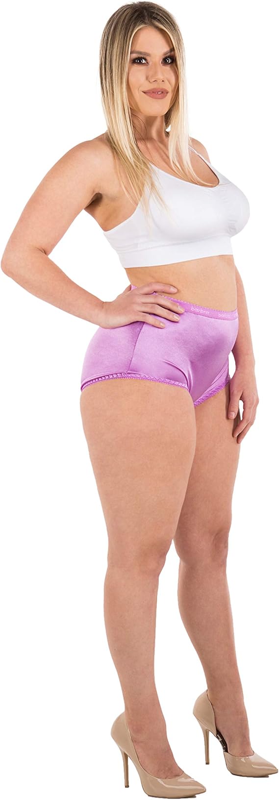 Barbra Lingerie Satin Panties S to Plus Size Womens Underwear Full Coverage Brief Multi-Pack
