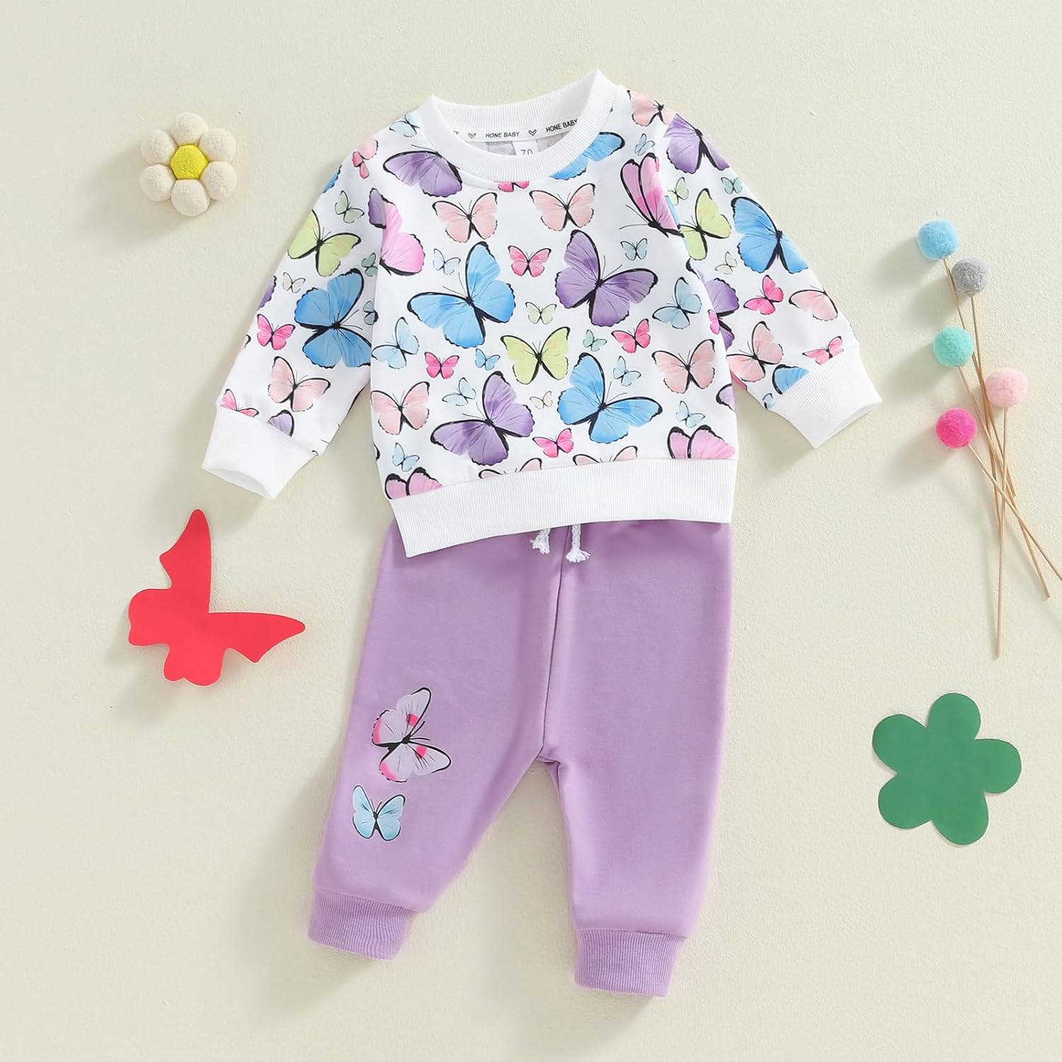 Toddler Baby Girl Fall Winter Outfit Butterfly/Strawberry Sweatshirt Pants Set Cute Clothes 3 6 9 12 18 Months 2T 3T - Image 2