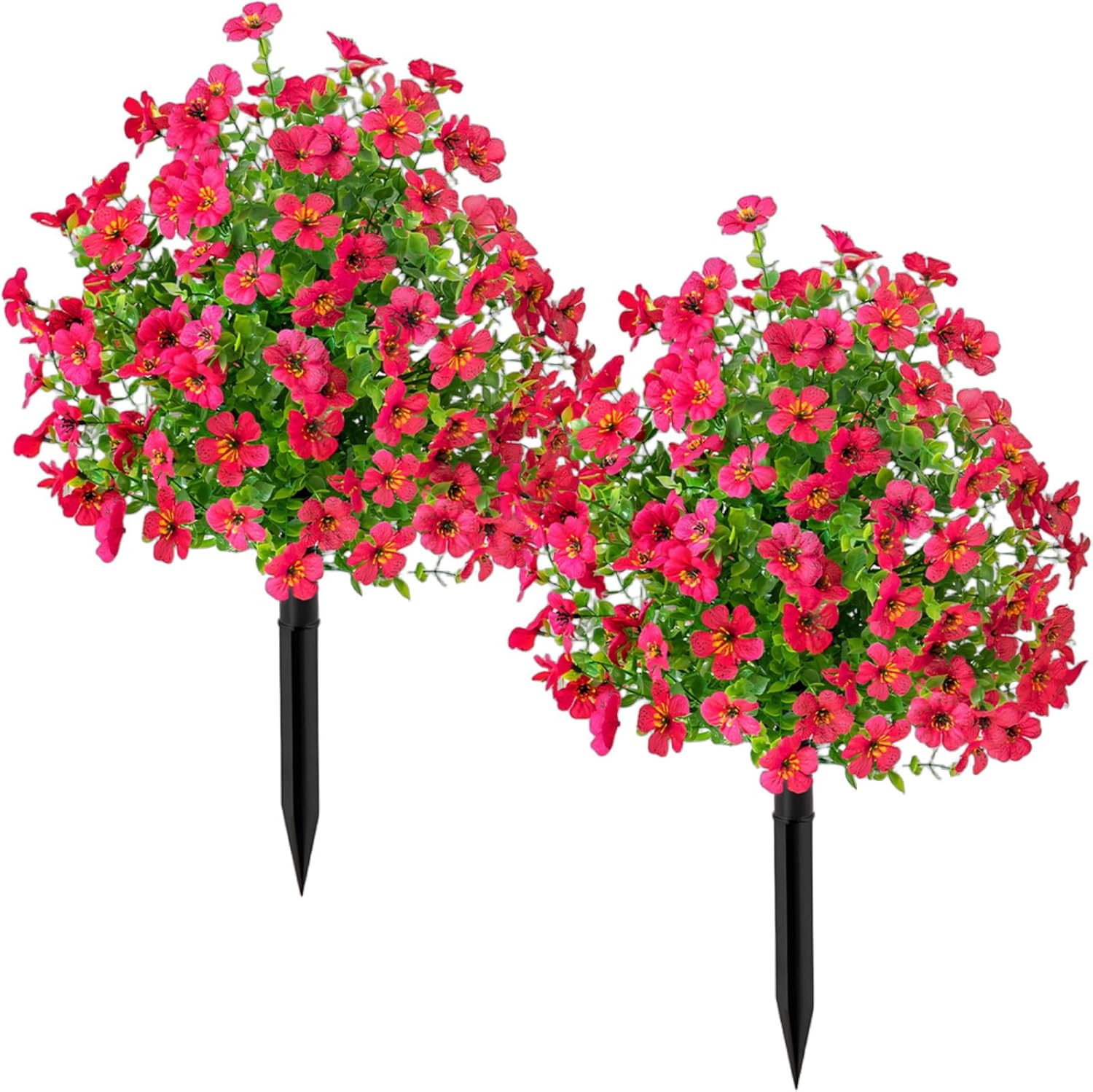 2PCS Artificial Plants & Flowers for Outdoors, 22inch Artificial Violet with Ground Spike for Outdoor Indoor Garden Home Decoration (Multicolor)