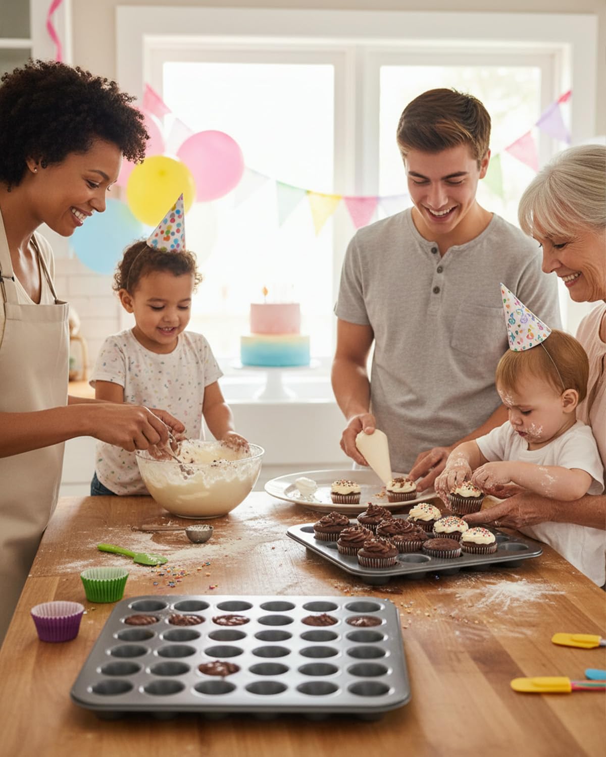 Mini Muffin Pan, 2 Pcs 48 Cup Mini Cupcake Pans Cupcake Pan Non Toxic Muffin Pan For Baking Cheesecake Tailgate Party Supplies, Dishwasher Safe, 15.94 X 12.6 X 0.79 Inches