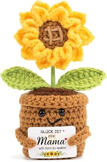 Gifts for Mum - Positive Sunflower Crochet Doll with Card, Small Handmade Mother's…