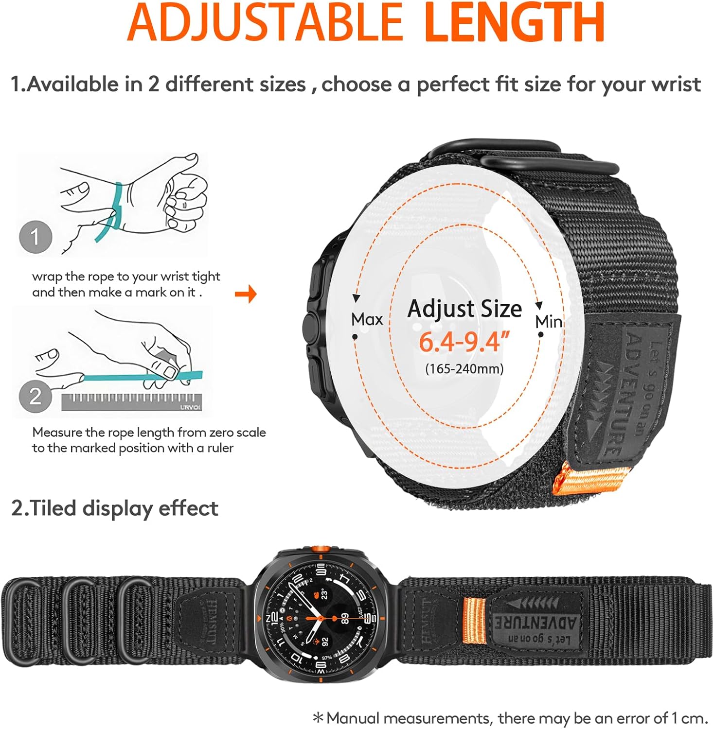 SMITHA Watch Band Compatible with Samsung Galaxy Watch Ultra 47mm (2024/2025), Comfortable Nylon Strap for Galaxy Watch Ultra 2/1, Comfortable 3-Loop Adjustable Strap for Outdoor