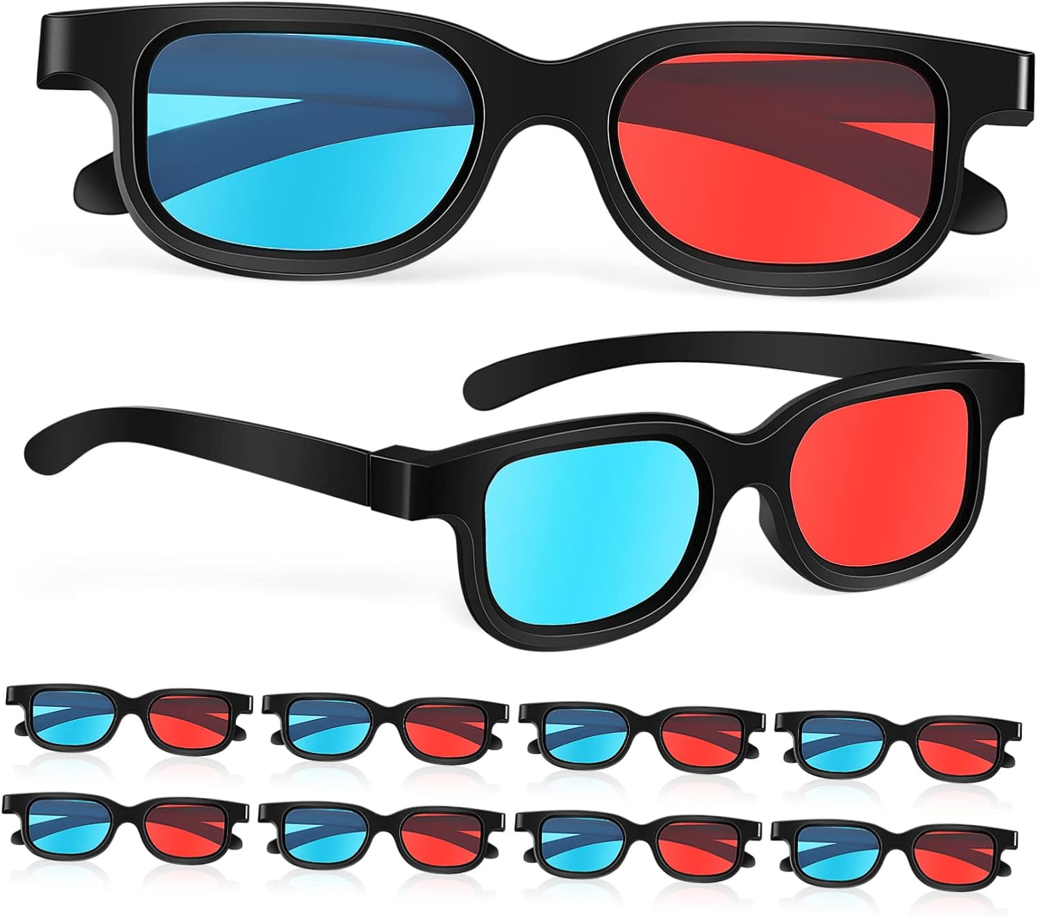10 Pack 3D Glasses with Red Lenses Theater Glasses for 3D Movies Tv Gaming Home Theater Boys and Girls Friendly