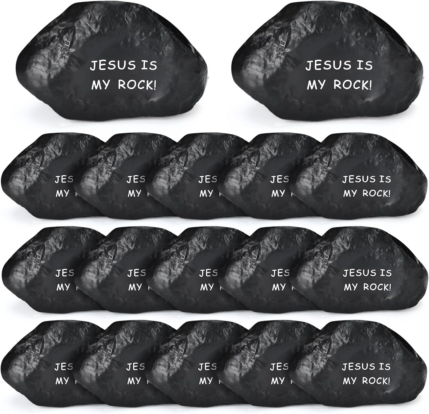 Simgoing 20 Pcs Jesus is My Rock Stress Balls Gift Easter Religious Christian Stress Stones Adults Motivational Reliever Squeezable Church Easter First Communion Party Favors