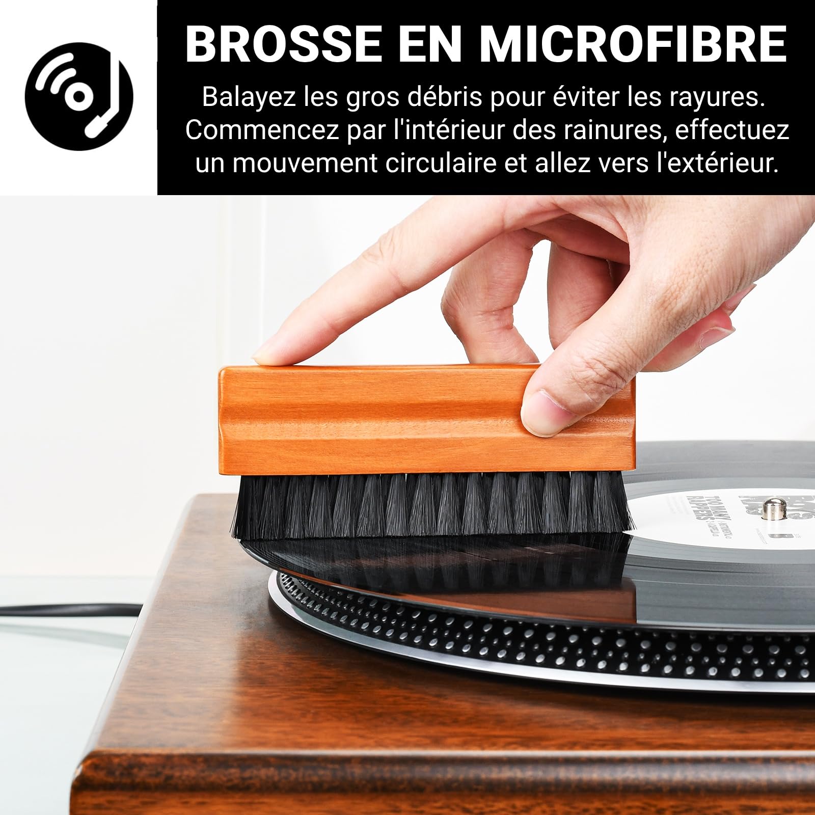 Kit Nettoyage Vinyle par Kulloomii | 7-en-1 Nettoyante pour LP Disques Vinyle | Brosse à Disque | Souffleuse d'air | Solution nettoyante pour disques Antistatique