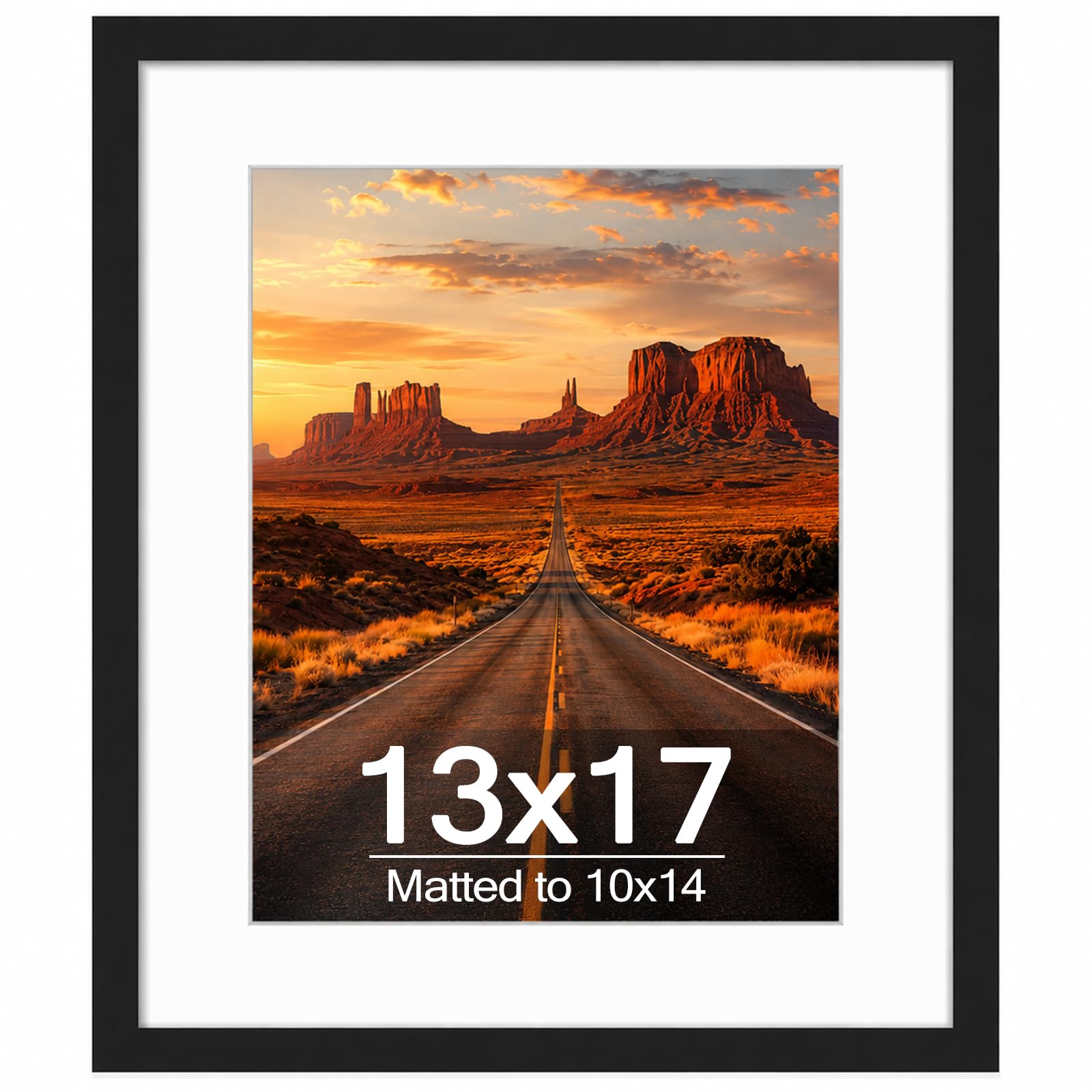 Photo 1 of QOTIB 13x17 Inch Picture Frame with 10x14 Mat, Black