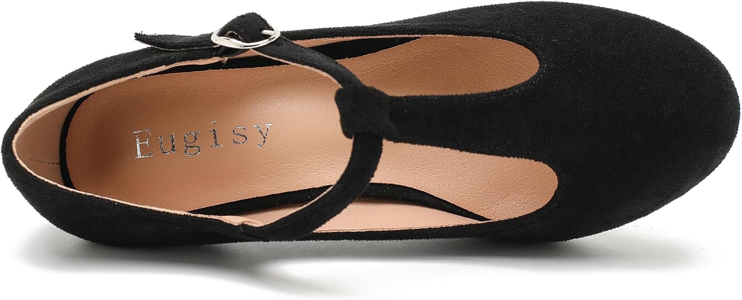 Women's T-Strap Mary Jane Pumps Low Kitten Heel Closed Round Toe Retro Ankle Strap Buckle Comfortable Vintage Wedding Evening Party Dress Office Work Church Shoes - Image 5