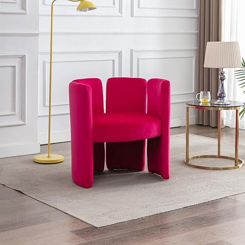 Miniatura 6 de LZAREAL Modernas sillas decorativas de terciopelo, cómodas sillas laterales tapizadas con barril, silla individual contemporánea para sala de estar,