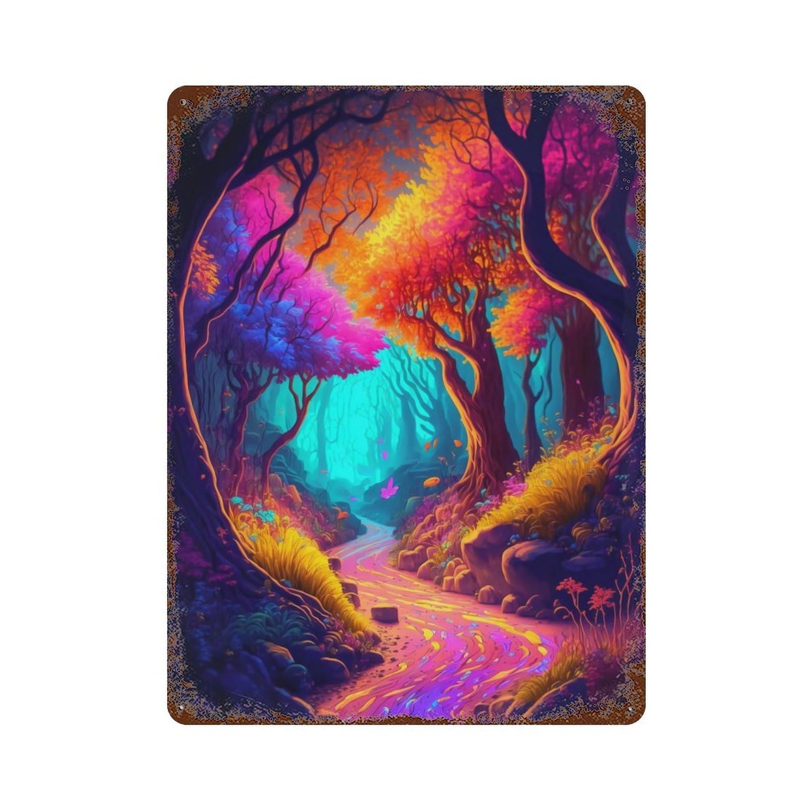 Psychedelic Art Weathered Tin Sign 15.7"x11.8", for Garage, Bar And Workshop Decor, Vintage Wall Decor