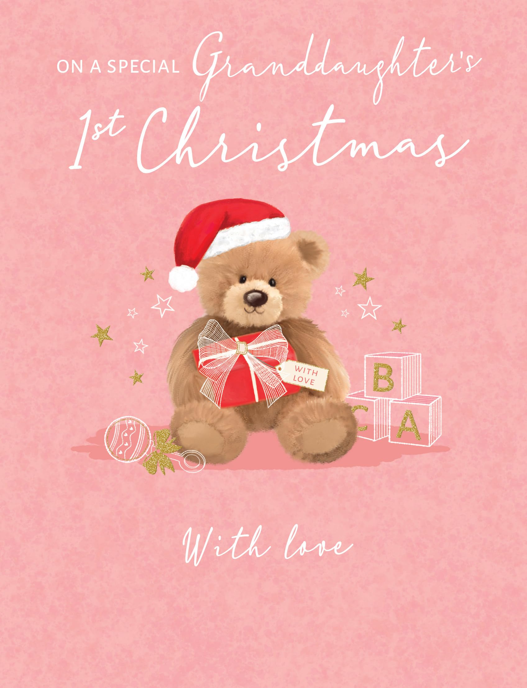 Koko Designs Classic Christmas Card, Granddaughter 1st Christmas, Teddy - 8 x 6 inches - Piccadilly Greetings