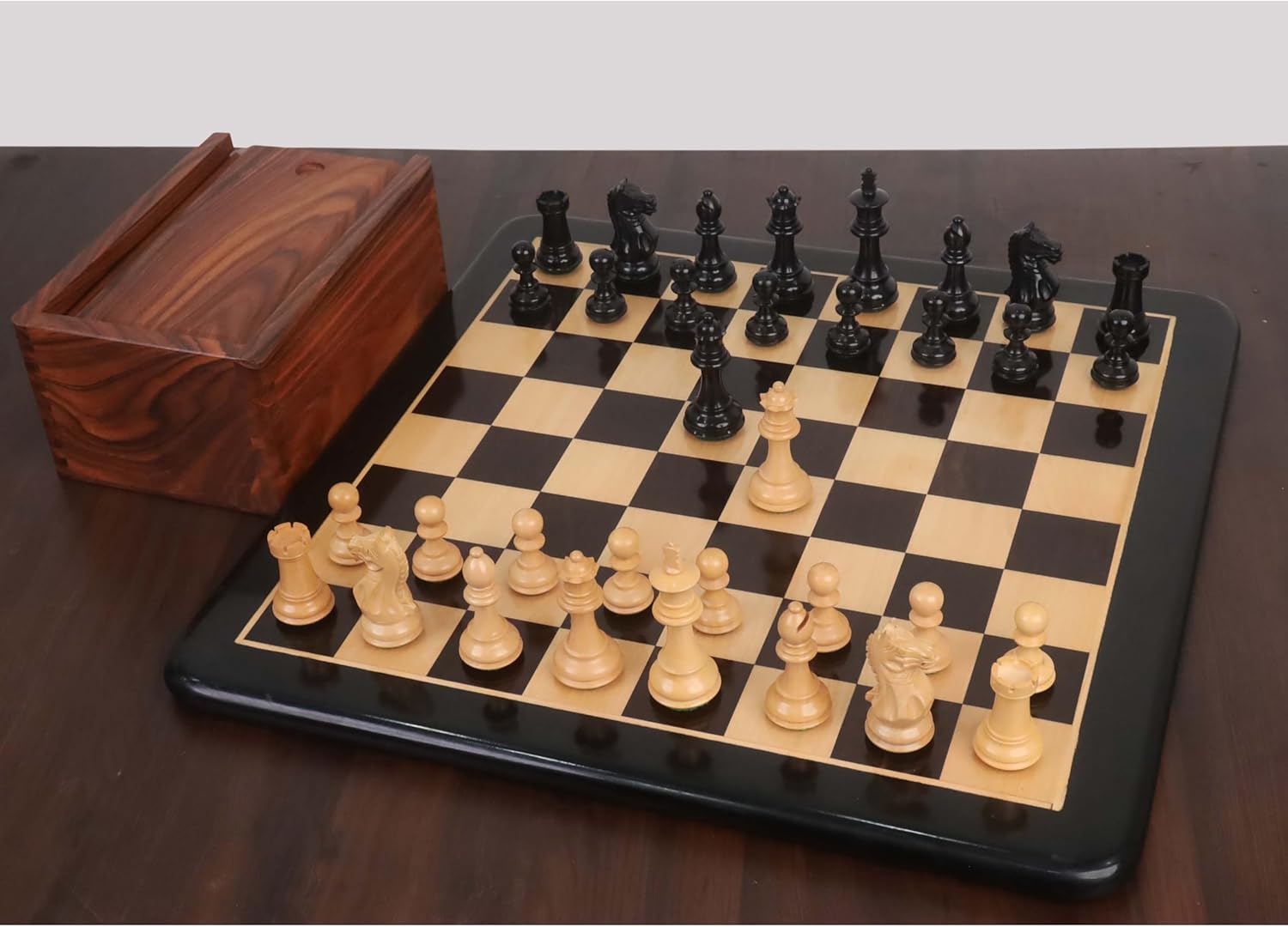 RoyalChessMall- Fierce Knight Staunton Chess Pieces Only Set - Weighted Boxwood - 3.5" Extra Queens…