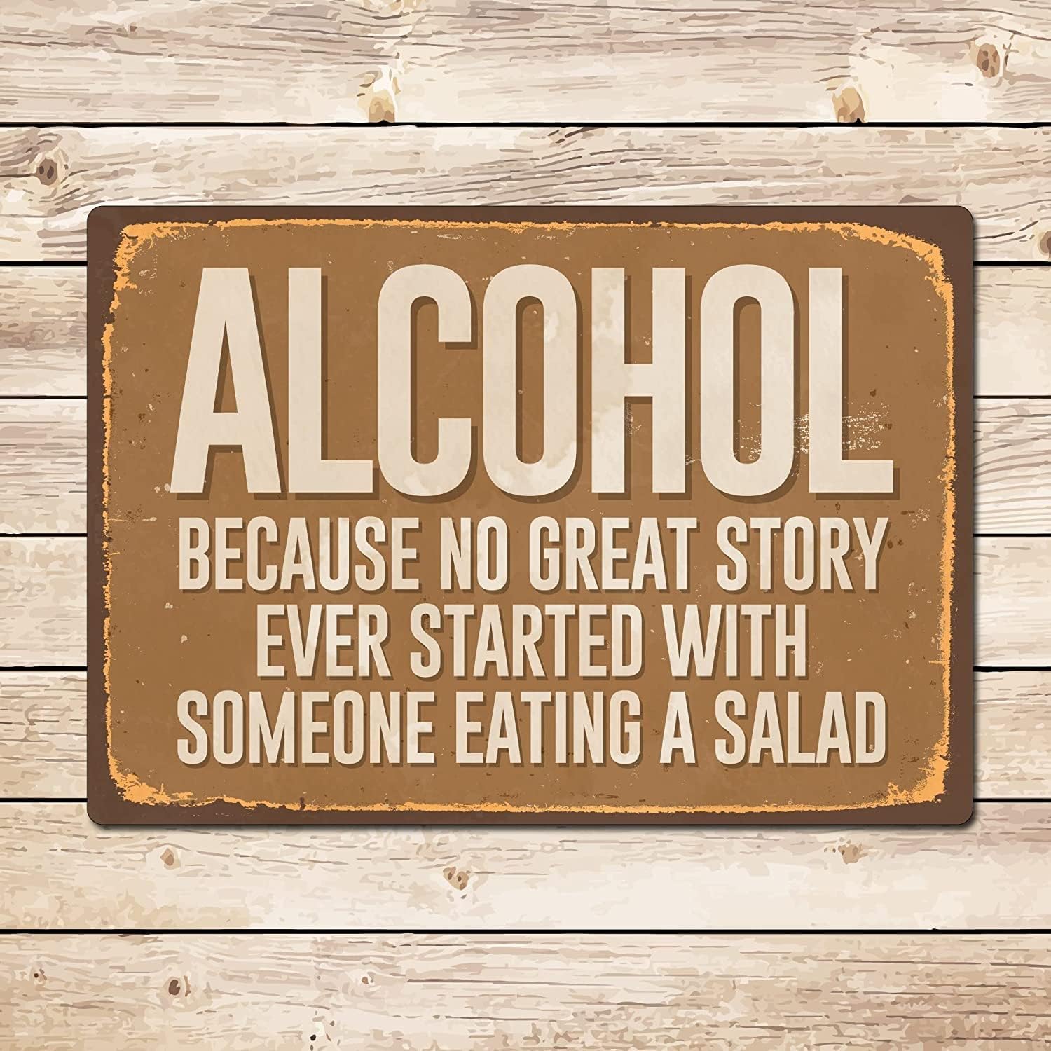 Kwqdozf Tin Sign-5 8X12 Inch Alcohol Great Story Vintage Metal Aluminum Tin Sign Door Signs 8X