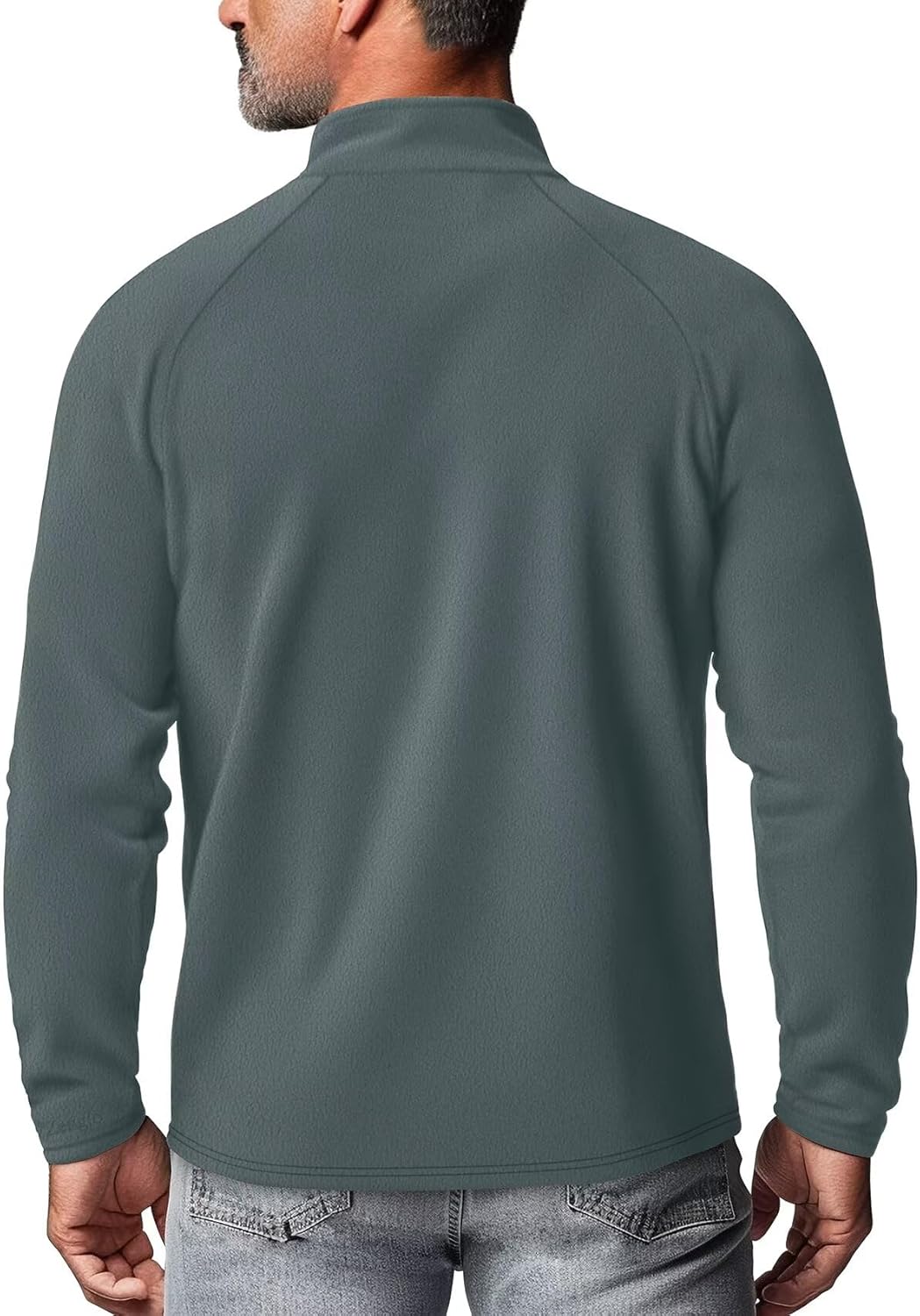 Zengjo Mens Quarter Zip Thin Fleece Pullover Shirt Lightweight 1/4-Zip Mock Neck Sweatshirt Thermal BaseLayer - Image 2