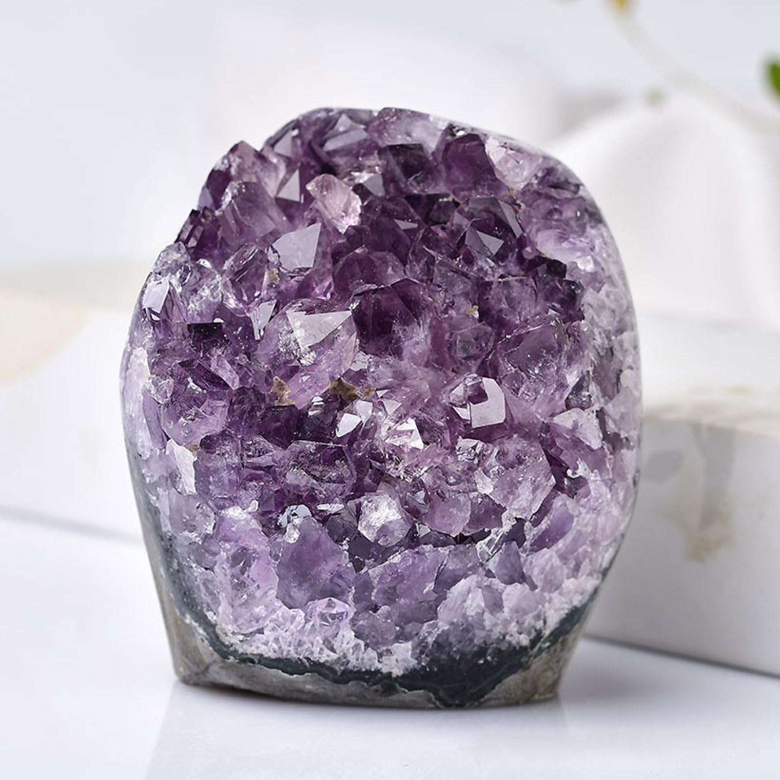 Natürlicher Amethyst-Quarzkristall-Cluster, Drusengeode Roher Amethyst für heilende Energie, Reiki, Meditation, Wohndeko und Geschenk,400~500g