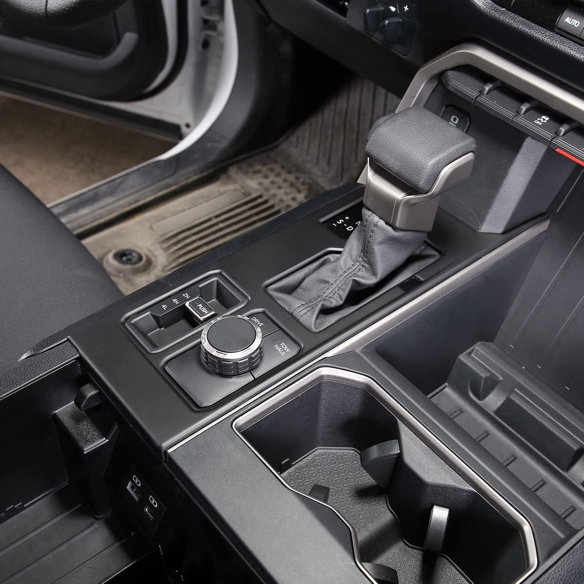 Fit for Toyota Tundra Sequoia 2022 2023 2024 2025+ Car ABS Central Control Gear Shift Scratch-Resistant Decorative Panel Cover Trim Interior Accessories (Matte Black, 4 Holes)