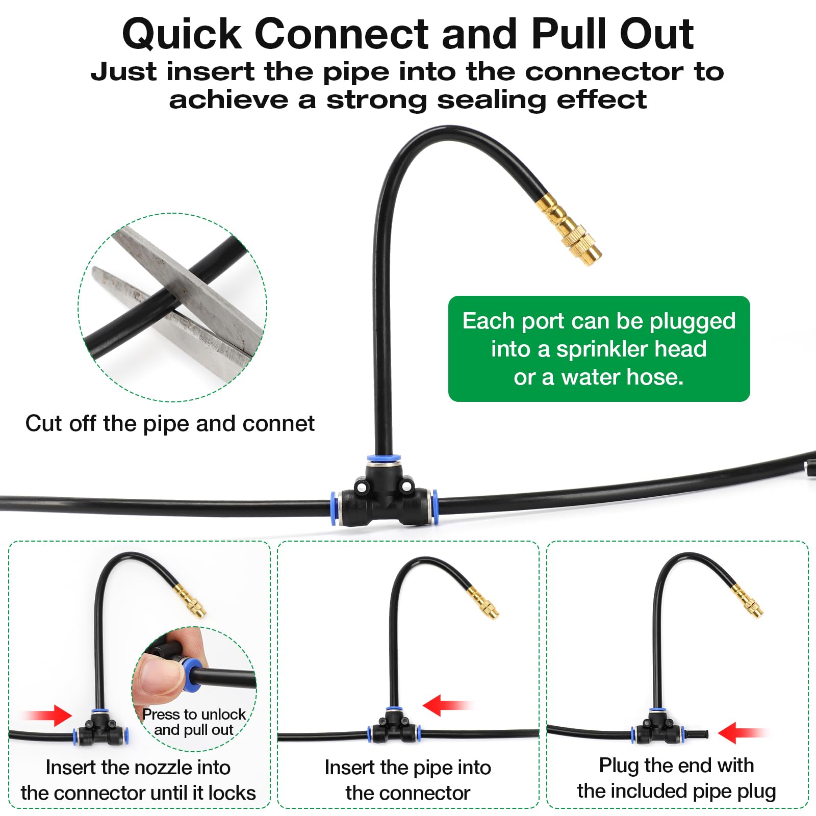 Mixc Sistema di irrigazione a goccia da 1,5 m, kit di irrigazione da giardino con 12 ugelli regolabili in rame, sistema di irrigazione atomizzante automatico per esterni, aiuole rialzate, piante in