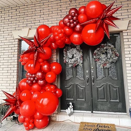 Miniatura 3 de 50 globos de papel de aluminio rojo con forma de cono de estrella grande de 26 pulgadas, globos de Mylar de estrella de explosión roja de 12 puntos