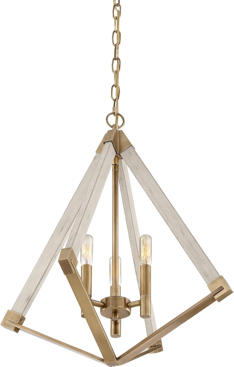 Quoizel Viewpoint Geometric Pendant Light, 19.25 Inch 3-Light Weathered Brass Chandelier, Max Hanging Height 125", Ceiling Light for Kitchen Island, Dining, Hallway, Bedroom, Foyer or Bar