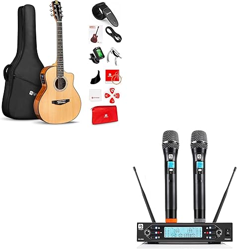 Vangoa Guitarra acústica eléctrica tamaño 34 con guitarra clásica 44