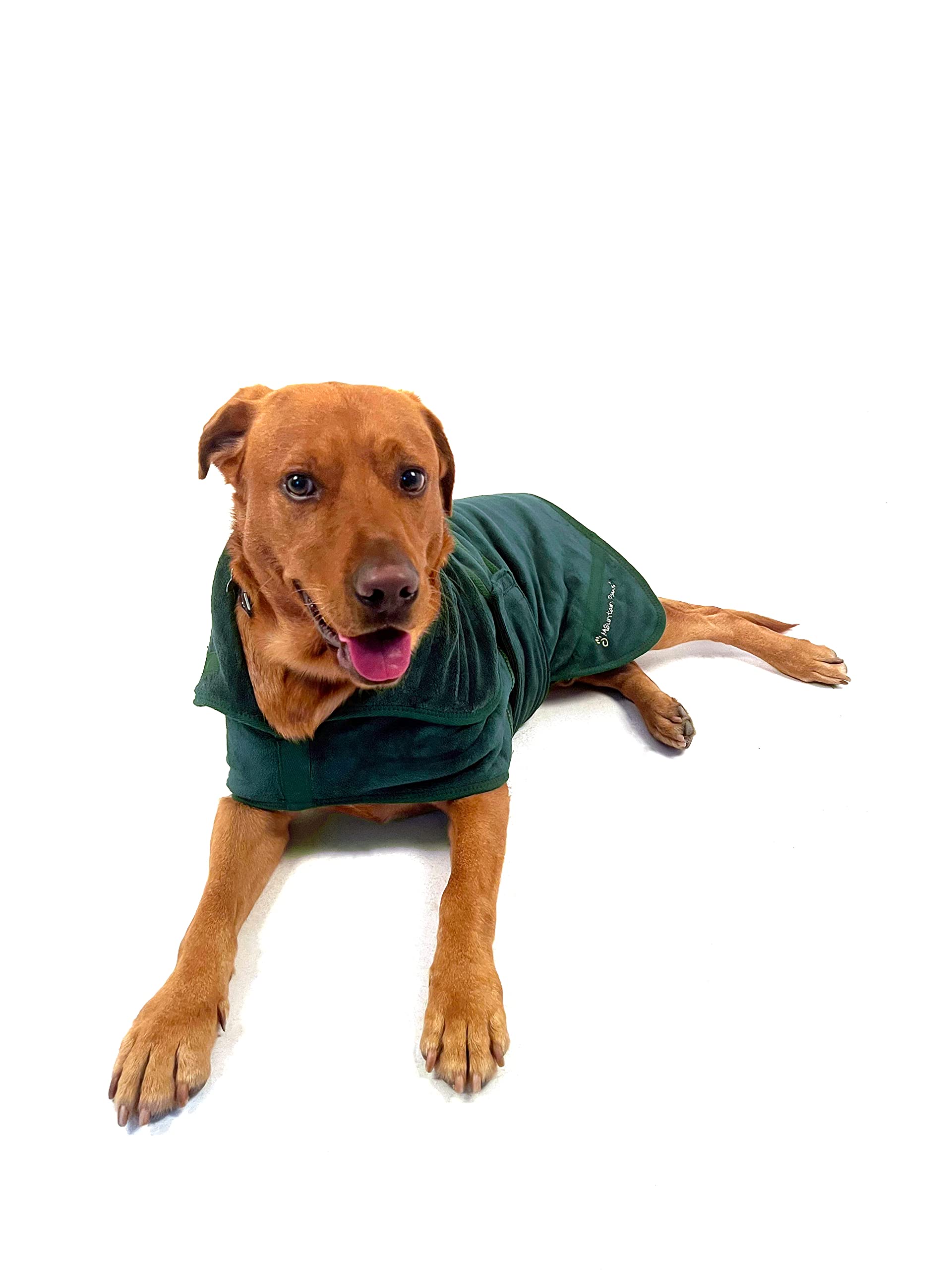 Mountain Paws Peignoir de séchage pour Chien | Serviette en Microfibre | Peignoir Super Absorbant pour Chien ou Chiot avec col/Capuche réglable et Sangle de Ventre | Super Doux | Séchage Rapide
