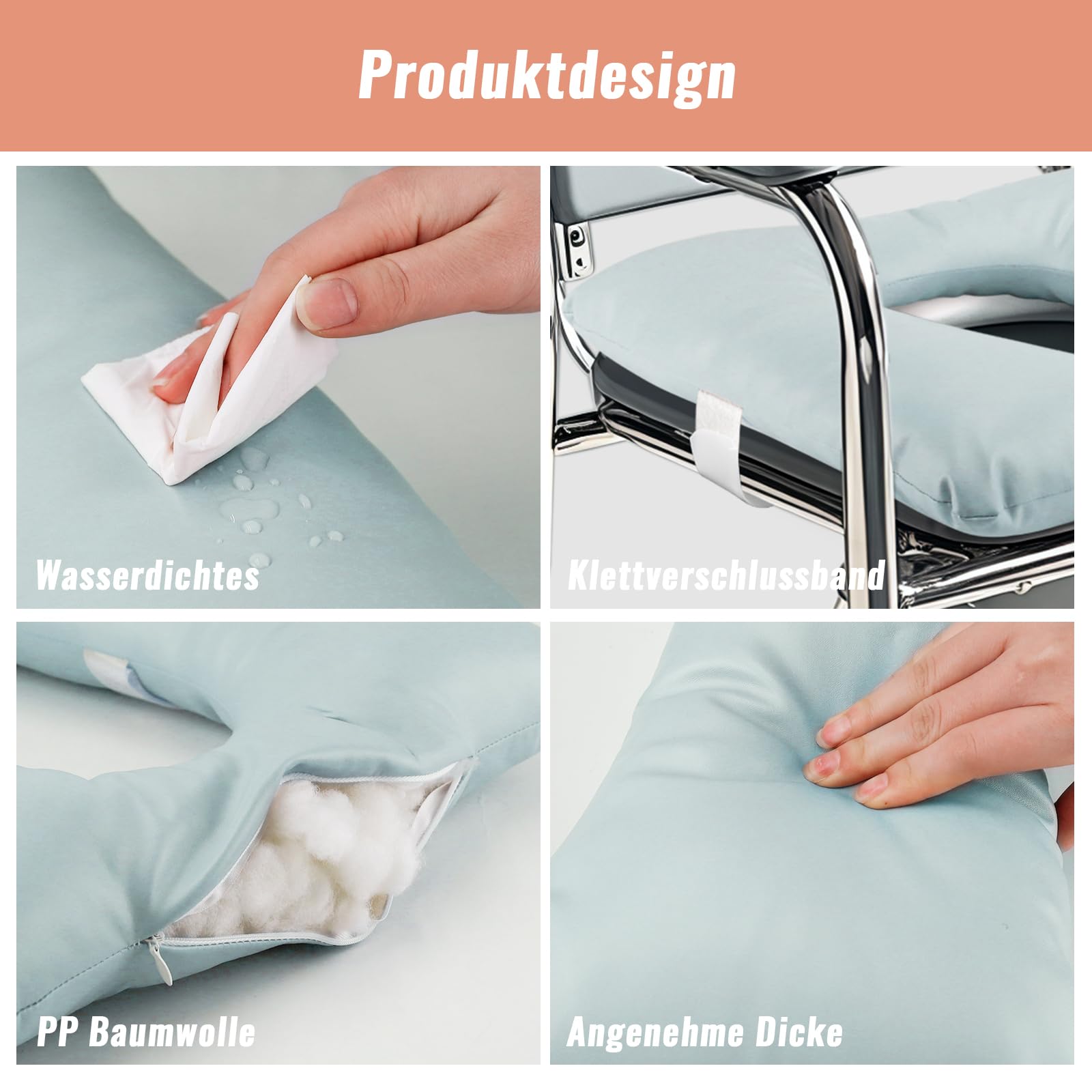 Cuscino per WC per adulti, altezza 10 cm, spessore di 10 cm, per sedia a rotelle, per anziani, 45 x 40 cm (blu)